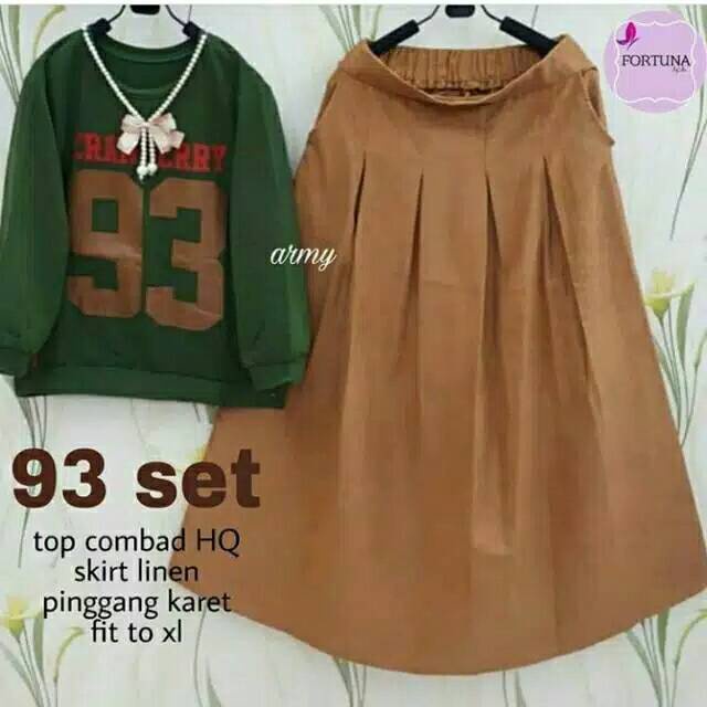 Set Wanita Baju Setelan Wanita Terbaru / Satu Set Atasan Blus Lengan Panjang dan Bawahan Rok Terlari