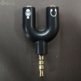 Splitter Pemisah Audio Cable 3.5mm Male to 3.5mm, Kabel AUX Audio 3.5mm Female Headphone &amp; Mic