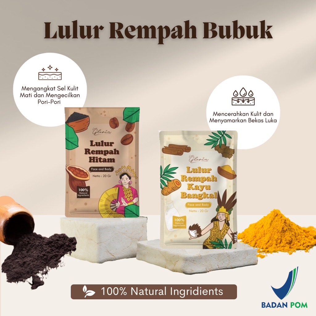 Lulur Rempah Kayu Bangkal Lulur Rempah Hitam By Lea Gloria 20gr BPOM Lulur Wajah dan Badan