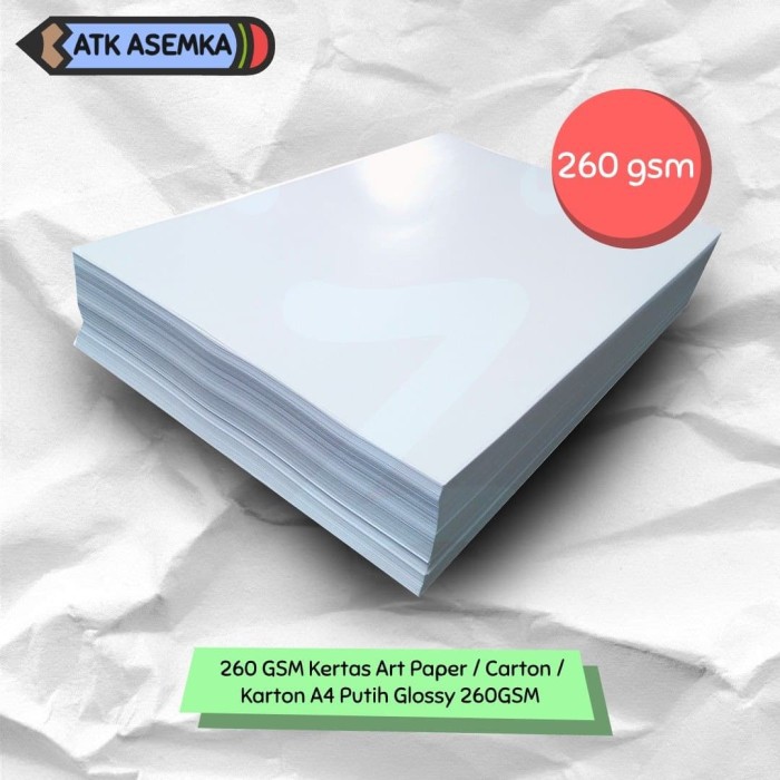 

260 GSM Kertas Art Paper / Carton / Karton A4 Putih Glossy 260GSM Atk