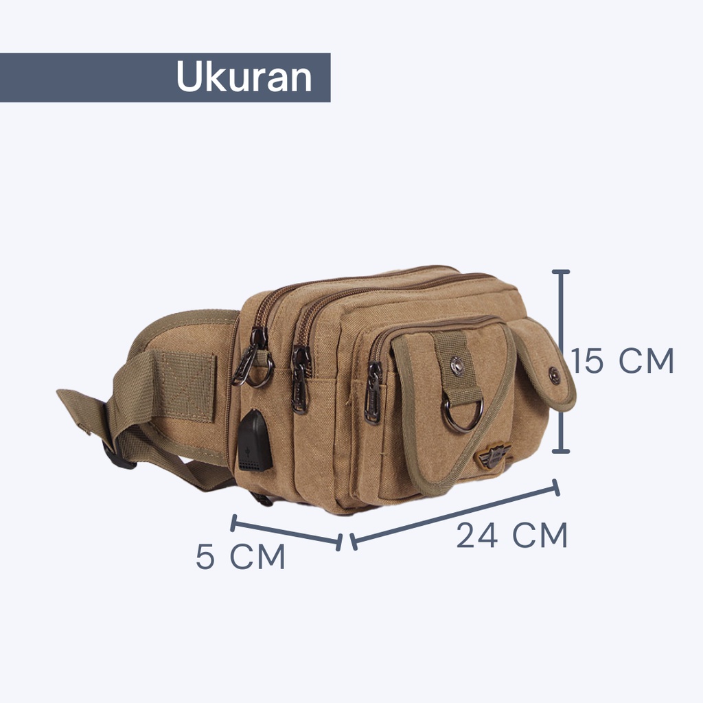 Tas Pinggang Multifungsi 2in1 Bisa Jadi Tas Selempang -Waistbag POLO HUMMER