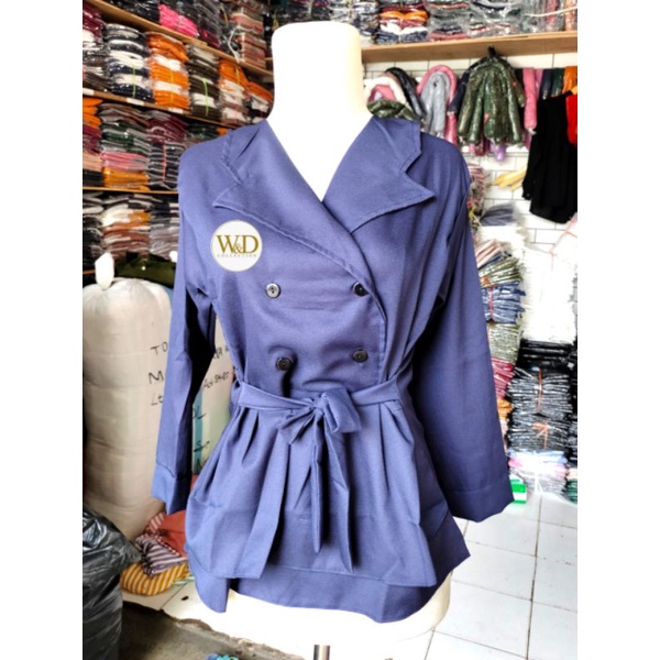 ORSA BLOCK COLOR PATTERN SHIRT | KEMEJA WANITA | PATTERN SHIRT BLOUSE BANGKOK MOSCREPE-Nevi 088