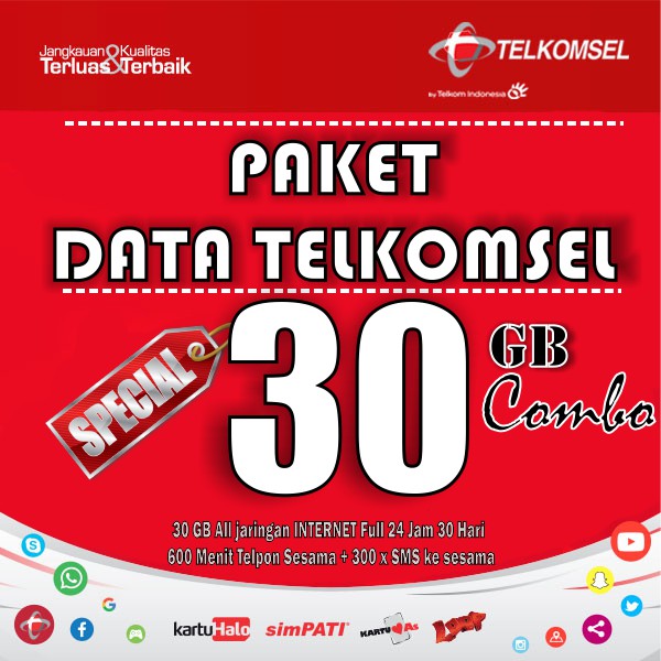 Paket Data Telkomsel 30 Gb Spesial Combo Shopee Indonesia