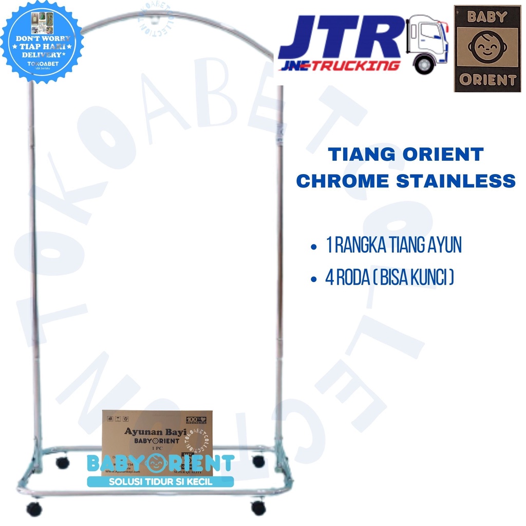 Ayunan bayi CHROME STAINLESS ORIENT (TIANG + RODA SAJA)#tokoabet