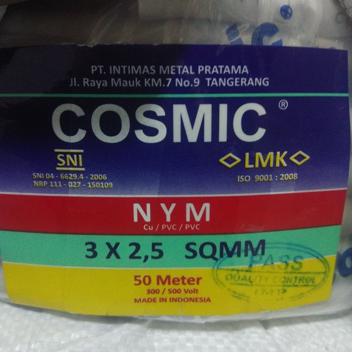 Kabel Cosmic NYM 3x2,5 @50m 3x2.5 putih tunggal kawat