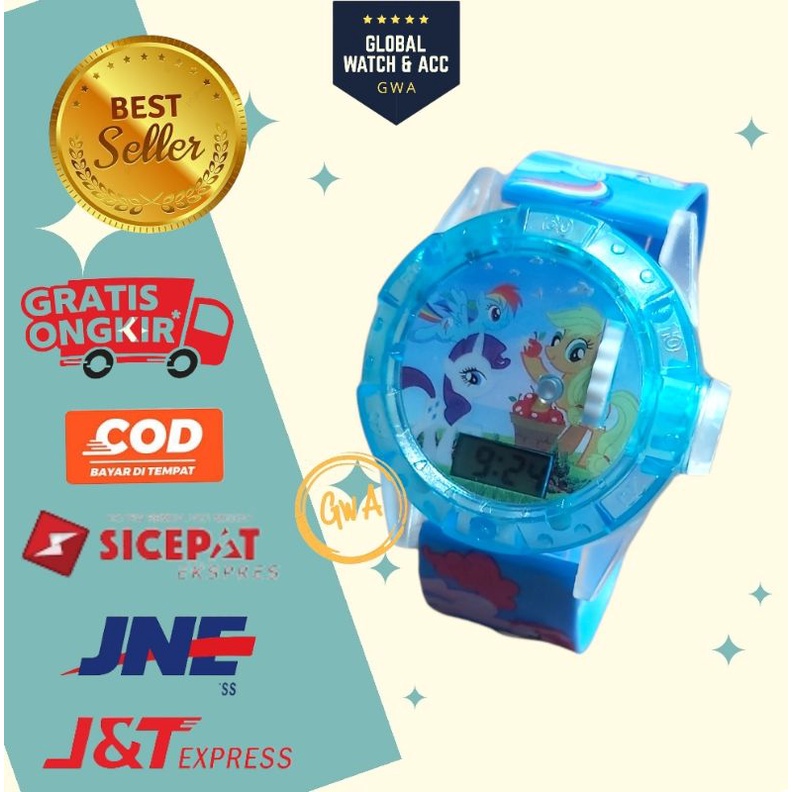 Jam tangan anak laser musik karakter Little pony