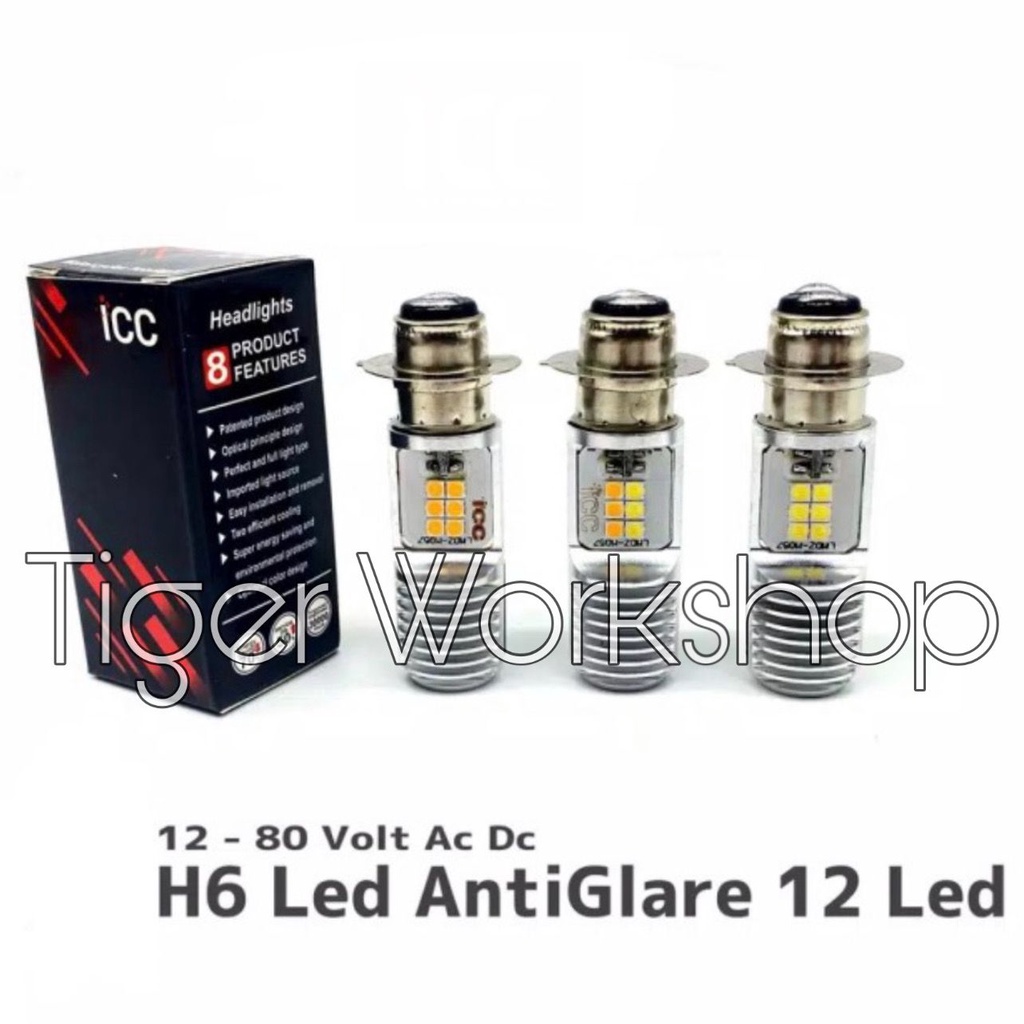 Lampu Utama Motor LED H6 12 LED 12 Titik Terang Kualitas Premium 12-80V AC DC Universal Semua Motor