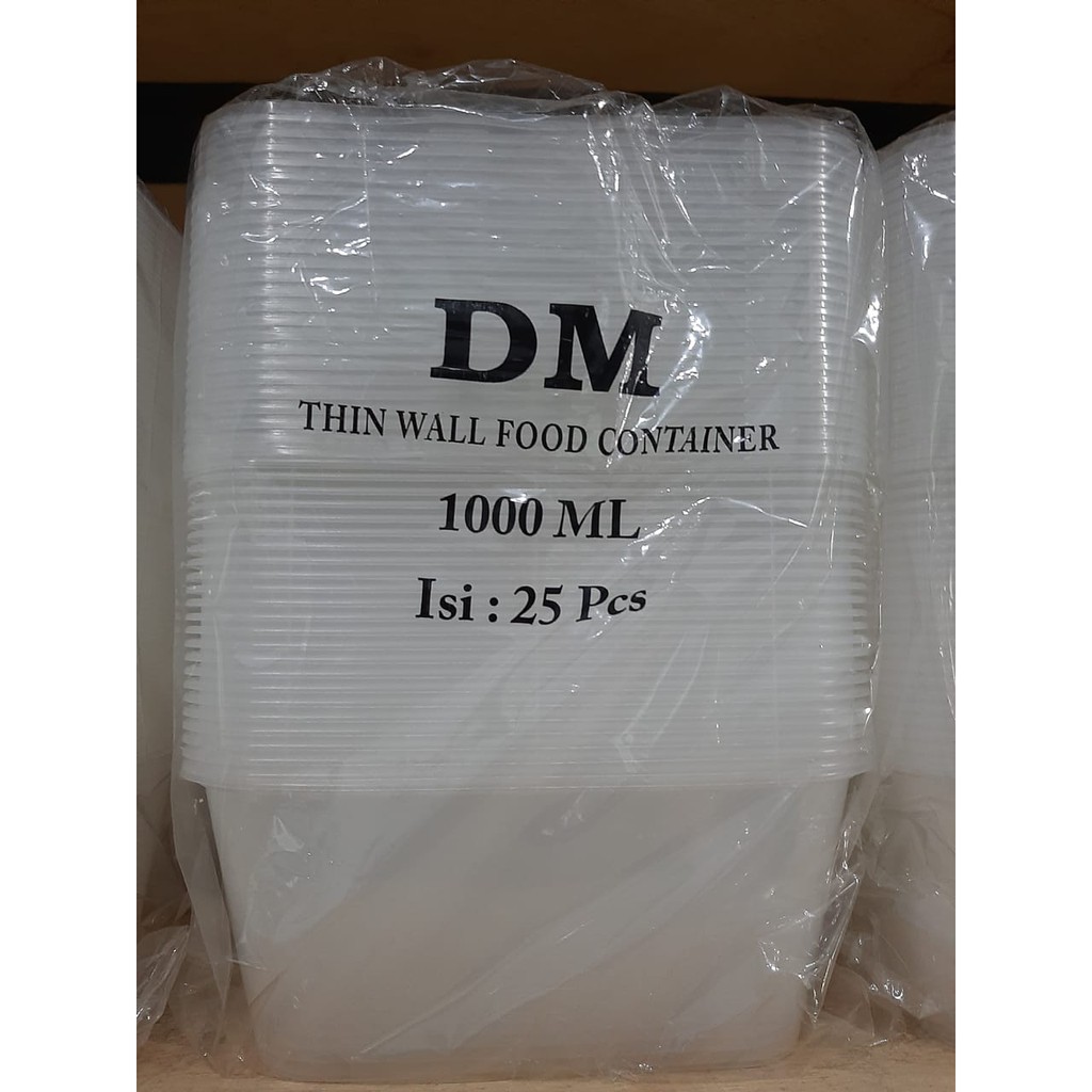 

Thinwall DM 1.000 ML Rectangle (25 pcs) - Cup Plastik Dm 1.000 ML Persegi Panjang