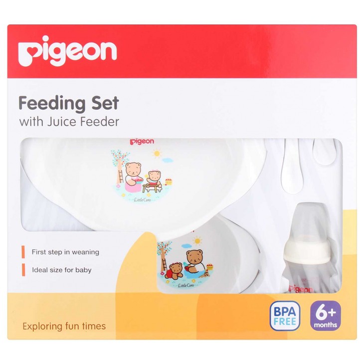 PIGEON Feeding Set With Juice Feeder | Perlengkapan Makan Bayi