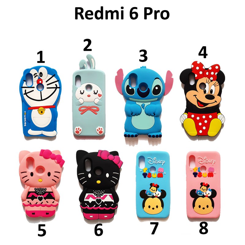 Silikon 3D karakter for Redmi 6 Pro  silicon softcase casing hp lucu Silikon boneka lucu pelindung hp case tebal karet softcase lentur