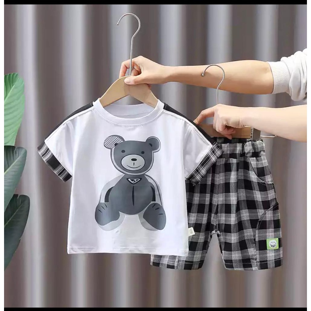 PAKAIAN ANAK TERBARU/SETELAN ANAK MOTIF TEDDY 1-5 TAHUN