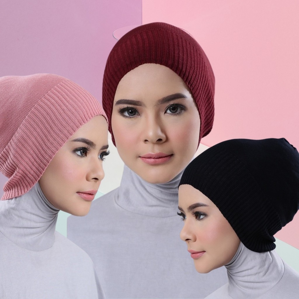 Ciput Rajut Premium Anti Pusing Terbaru Jumbo Polos Bahan Rajut Halus Inner Hijab