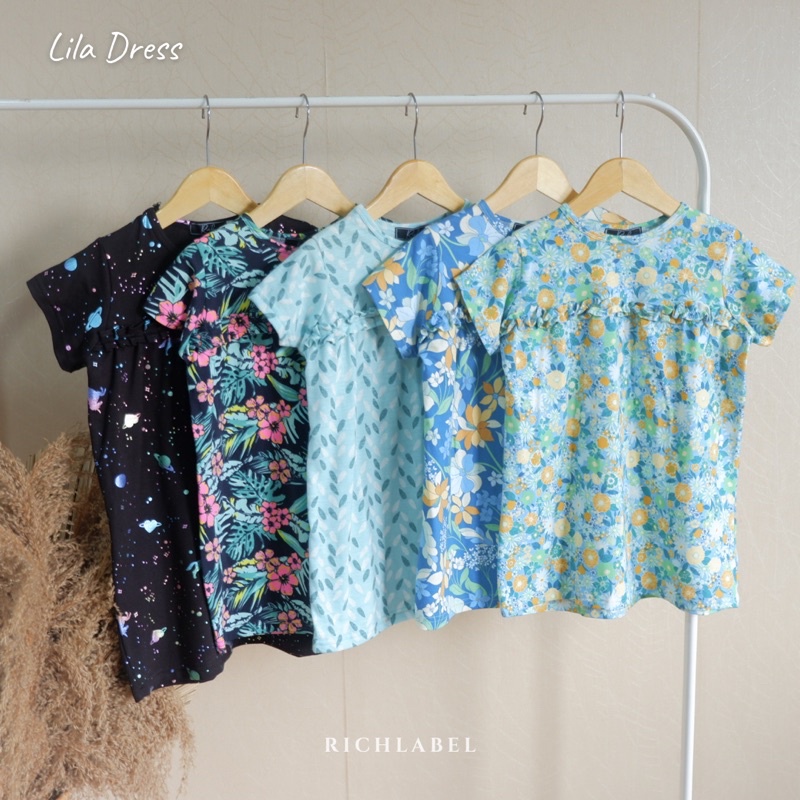 KHUSUS GROSIR LILA DRESS  - Clara and Lila Dress - Daster harian anak perempuan katun spandek motif 1 - 5 tahun