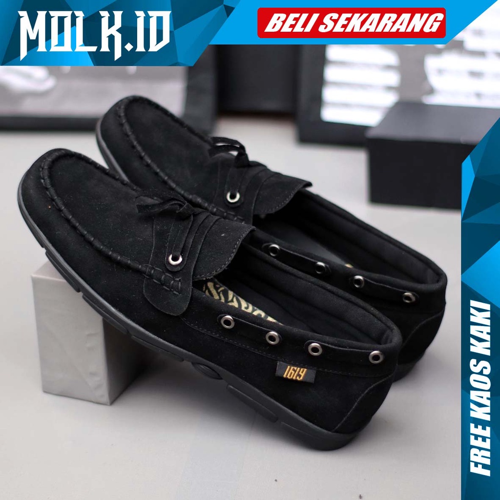 MOLK Sepatu Casual Slip On Pria Kulit SIntetis Simple Original Murah Main Gaya Trendy Kekinian Anti Slip