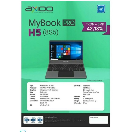 AXIOO MyBook Pro H5 8S5 (8 GB SSD 512GB) Notebook Laptop axioo Netbook leptop axio