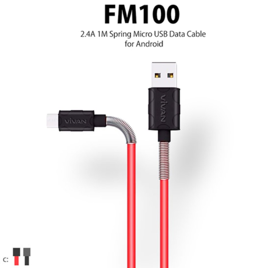 VIVAN Kabel Data SPRING Micro USB Cable FM100 2.4A 1M