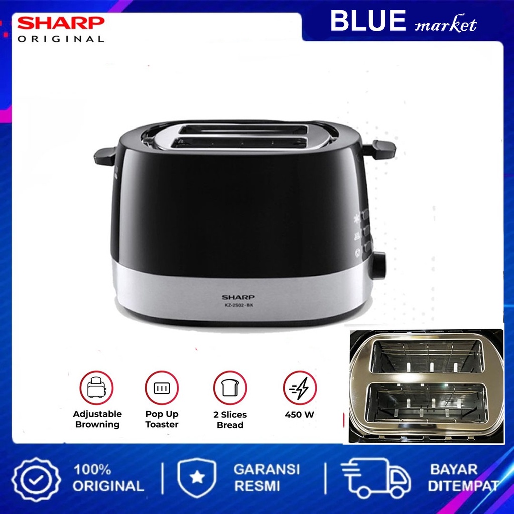 Sharp Pop Toaster KZ 2S02 BK / Pemanggang Roti