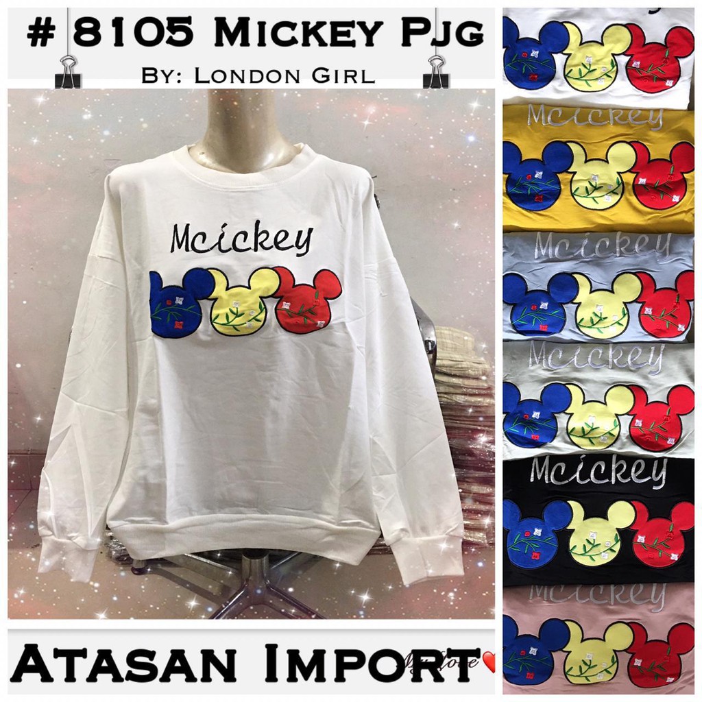  Atasan  Kaos  Wanita  Import  Lengan Panjang 8105 Mickey 