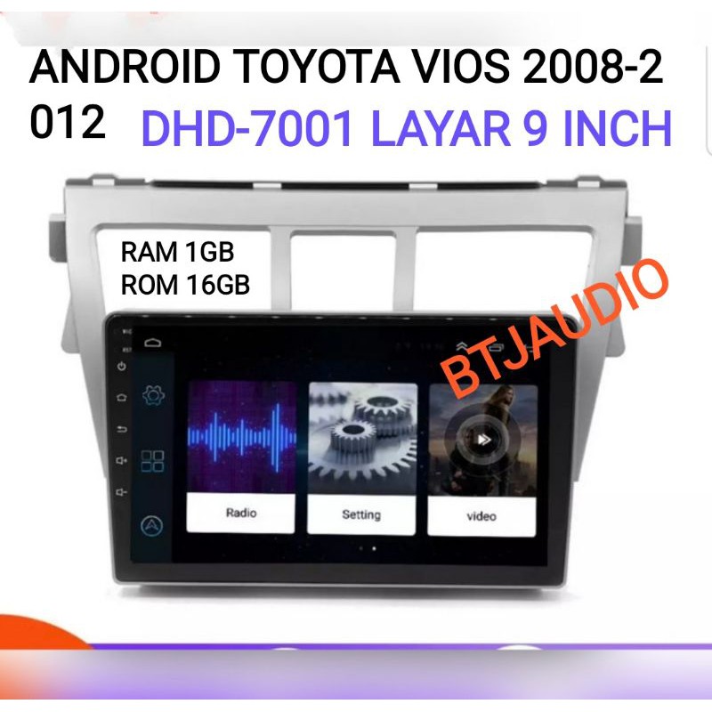 HEAD UNIT TAPE TV MOBIL DOUBLE DIN ANDROID TOYOTA VIOS/LIMO THN 2008-2012 LAYAR 9 INCH