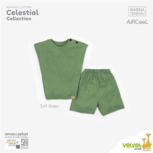 Velvet Junior AIRCOOL Setelan Baju Kutung SAYAP Celana Pendek Anak Celestial Collection Katun Bambu