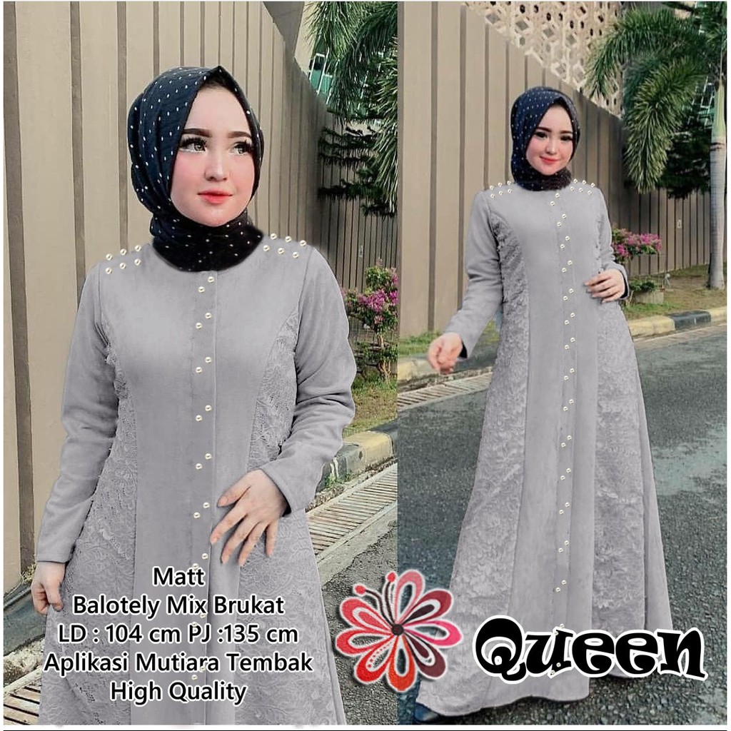 COD ✔ MAXI DRESS QUEEN / MAXI QUEEN MUTE MUTIARA LD104 / PAKAIAN WANITA MUSLIM / FASHION HIJAB