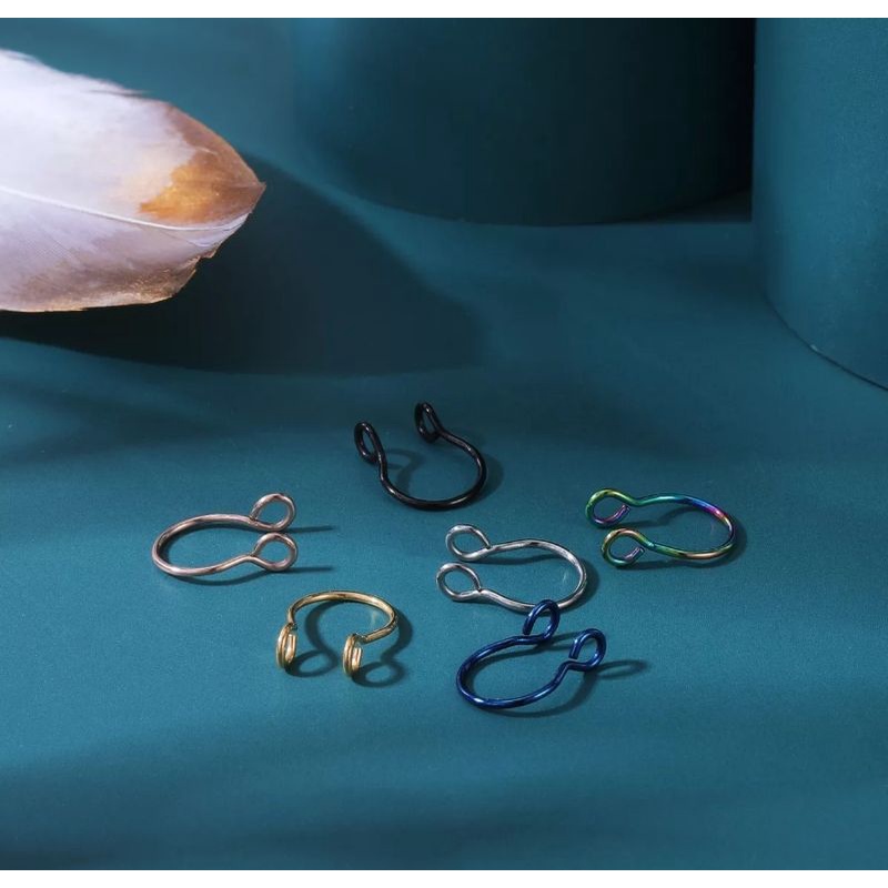 Anting Nose Fake Septum Model Jepit Stainless Steel 5 Color