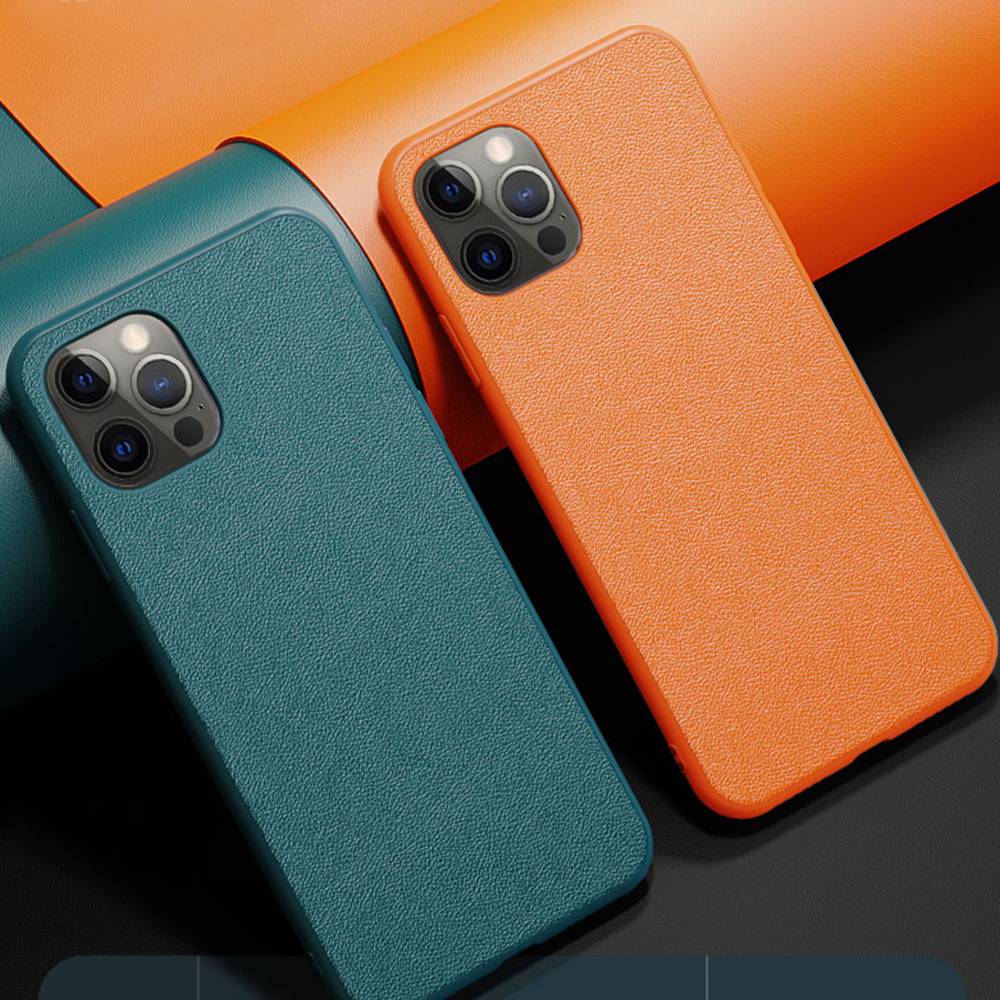 Hard Case Bahan Kulit Pu Warna Polos Untuk Iphone 11 12