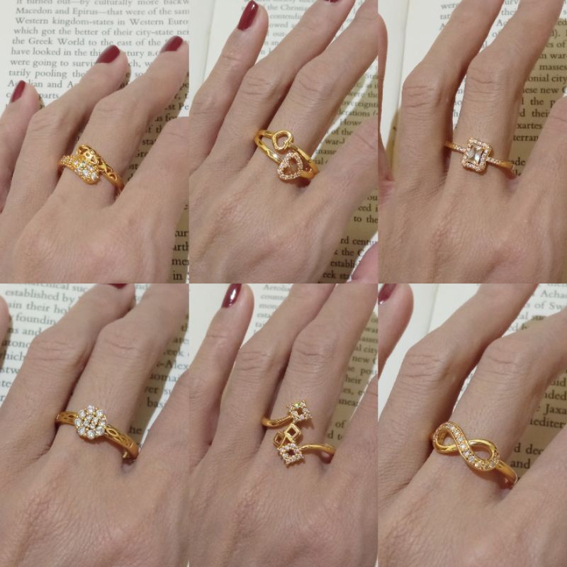 SIZE 9 Cincin Xuping Wanita Jumbo Lapis Emas Gold Cincin Korea Permata Cincin Wanita Aksesoris Fashi