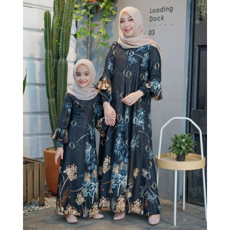 Gamis Couple Ibu dan Anak Terbaru 2021 Maxmara Lux Baju Muslim Maxi Motif 4 Varian Warna (non COD)