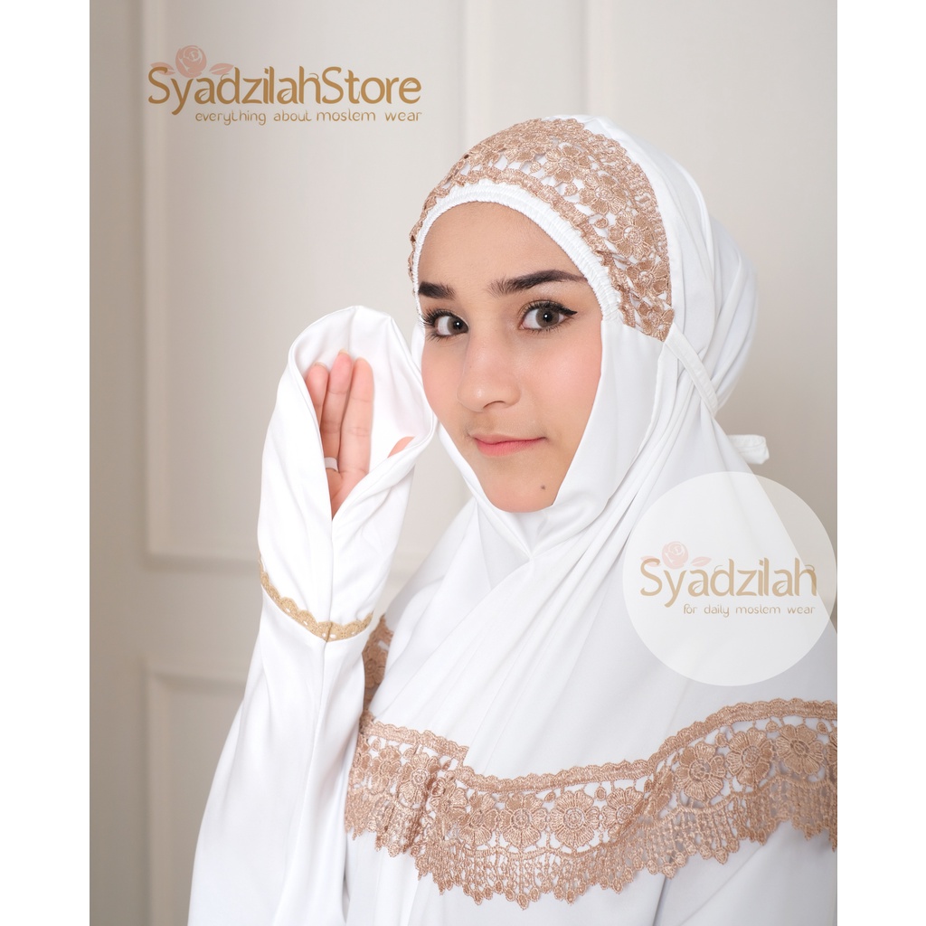 SYADZILAH - Mukena Terusan Mewah Renda Khadijah Sutra velvet Premium