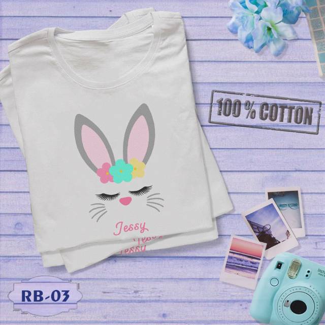 Rabbit Cute kaos oblong pria wanita anak couple family custom