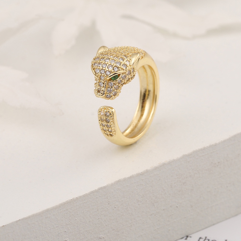 Baru Terbuka Cincin diamond leopard cincin ins berlebihan perhiasan elegan aksesoris wanita