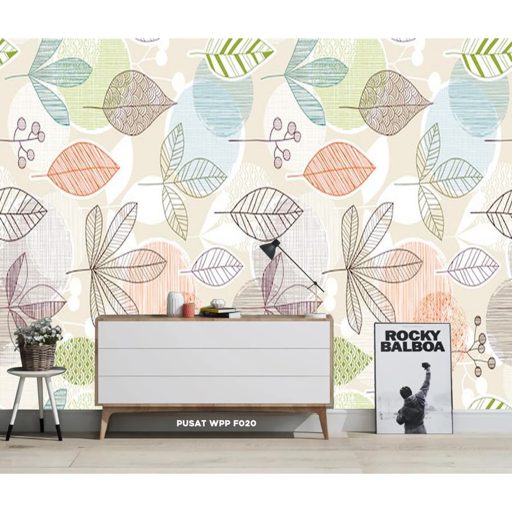 Stiker dinding Dekorasi rumah Mewah, Wallpaper banner stiker vintage, Wallpaper daun Murals Retro