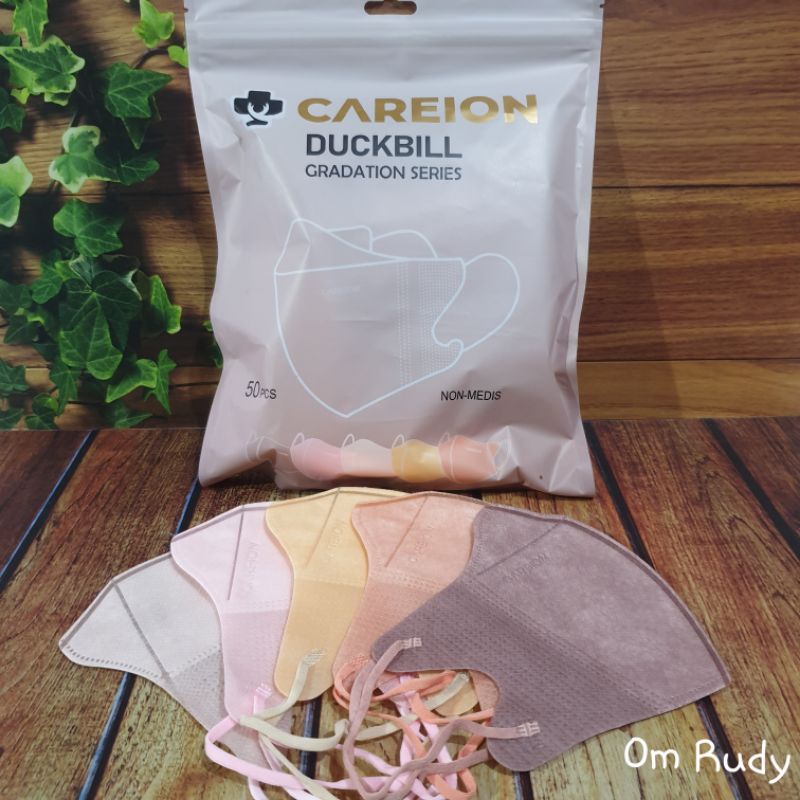 Masker Duckbill Duckbil Dukbil Dakbil 3 Ply Careion Warna Warni Gradasi Shrimpink Matcha Grey Abu Ab