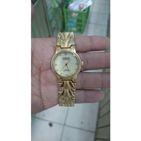 jam tangan pria Lobor quartz klasik gold kondisi normal siap pakai jam vintage