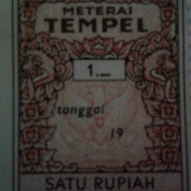 

Materai 1 rupiah tahun 1960-1970.