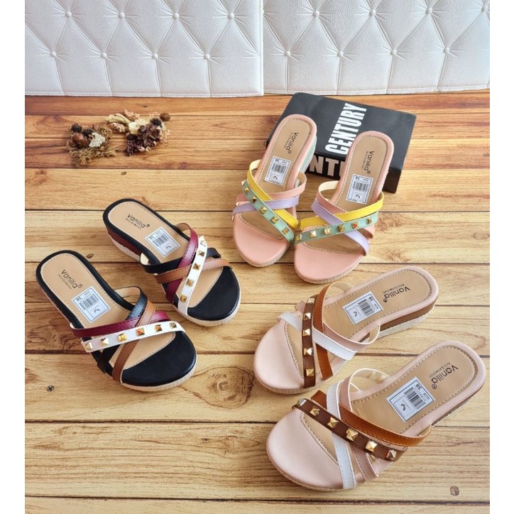 ABBUSHOES PH 20 sendal wedges silang stut sol karet  imilone 5cm