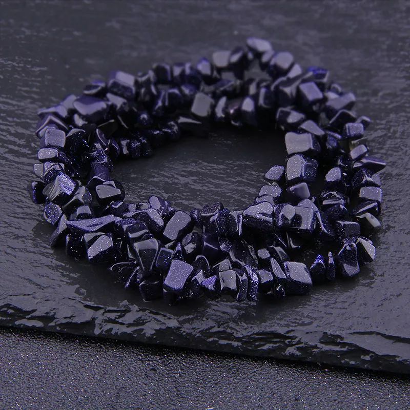 Manik-manik batu hancur alami kristal tidak teratur batu pecah pasir biru