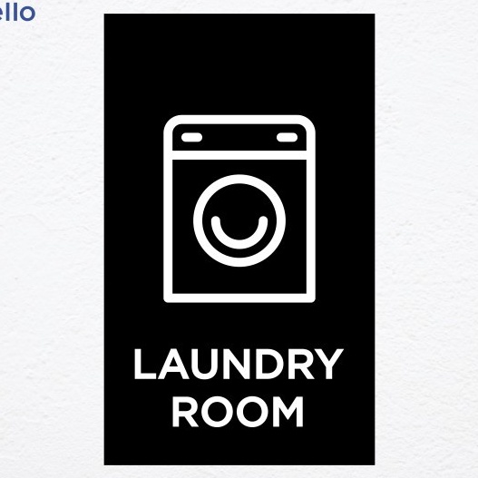 Laundry Room Sign Board Akrilik Print Papan Nama Ruang Label Acrylic