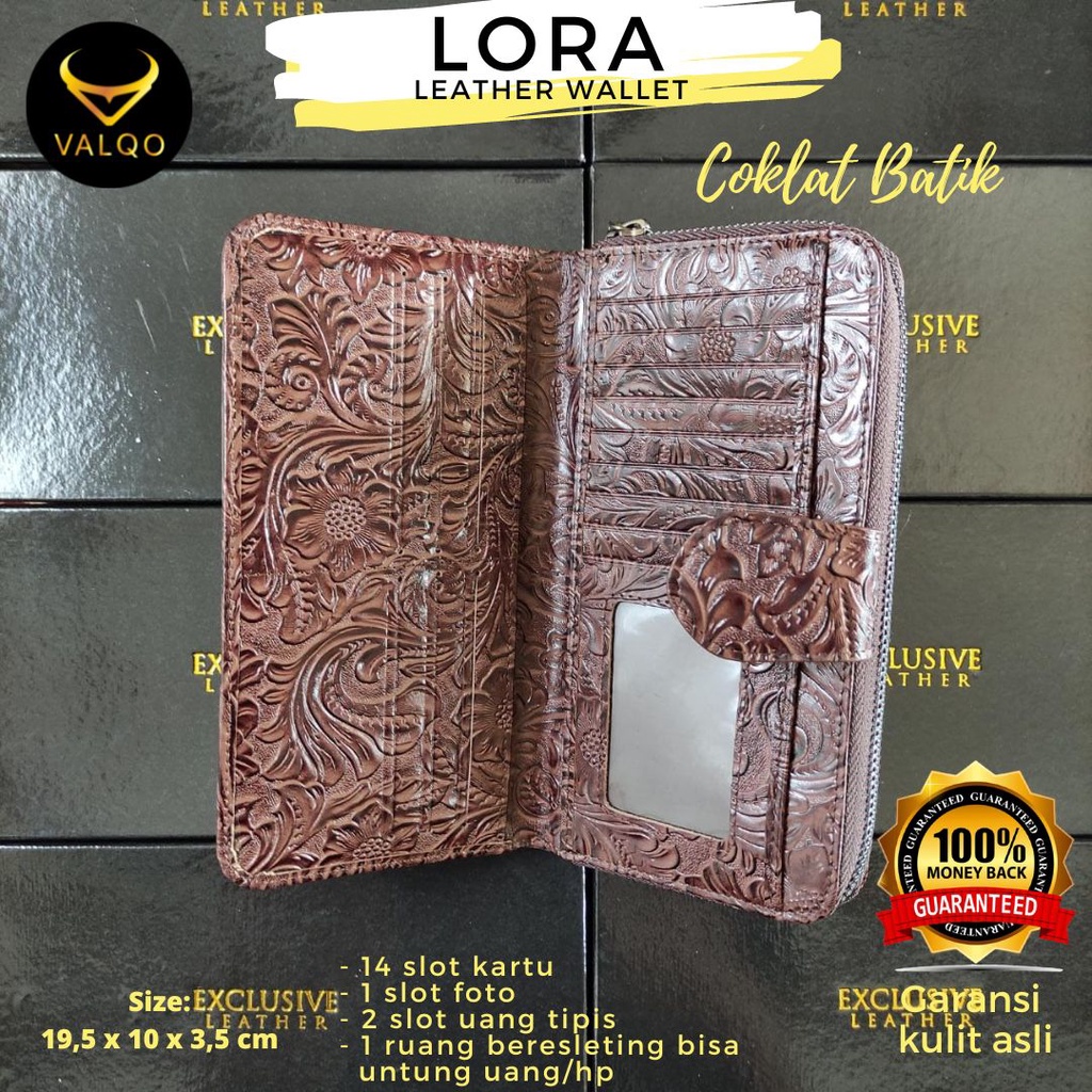 [VALQO] LORA Dompet Wanita Kulit Sapi Bisa untuk Dompet HP 6,7 inch