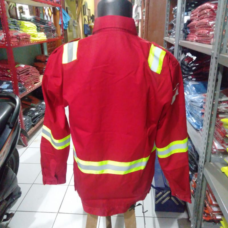 SERAGAM SAFETY MERAH HSE ATASAN PREMIUM