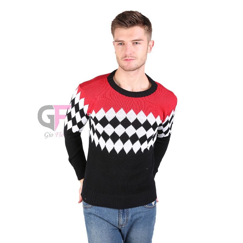 GIOFLO Baju Hangat Sweater Pria Lengan Panjang  Kombinasi Warna / SWE 647