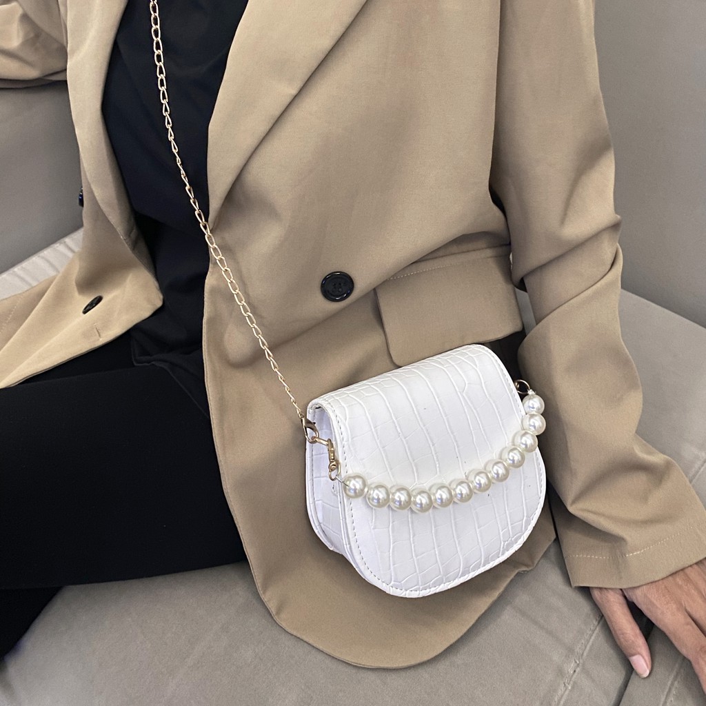 Sling bag Croco Pearl - Tas Selempang Wanita Rantai