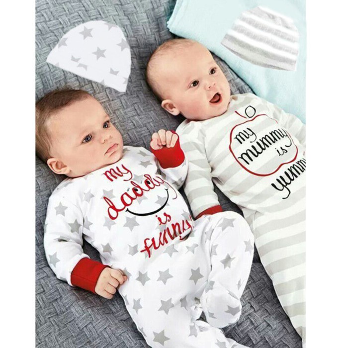 Mommy Daddy Jumper bayi anak jumpsuit lucu atasan lengan panjang AR007