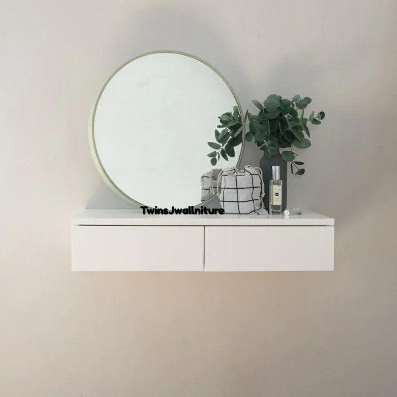Ambalan Dinding Minimalis 2 Laci - Rak Dinding Tempel Kayu Floating Shelf Serbaguna Modern