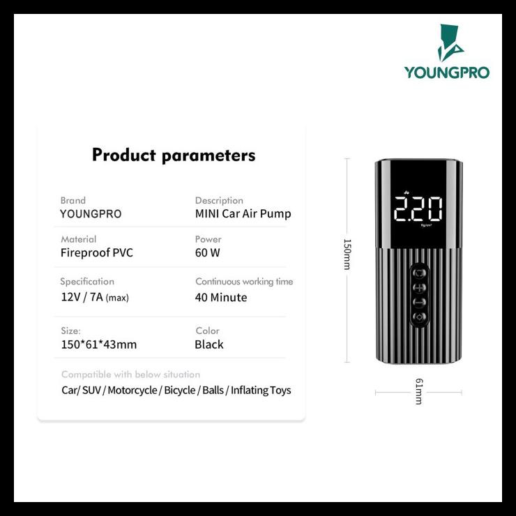 DISKON YOUNGPRO PROMO BUNDLING - Alat Pengukur Tekanan Ban TPMS C240 & Pompa