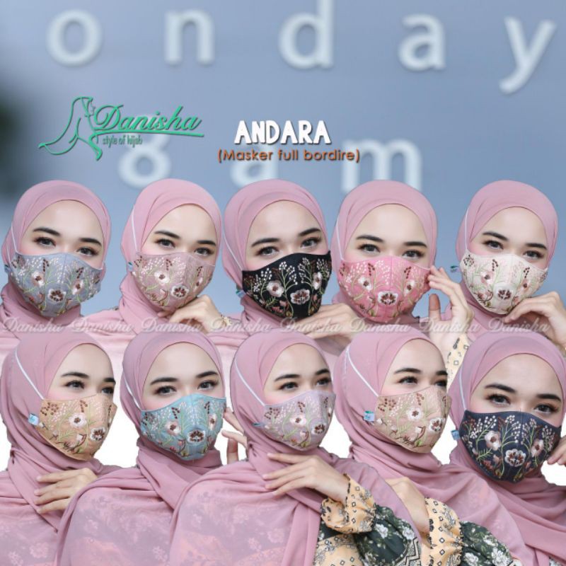 Masker Andara Full Bordire Original Danisha Hijab