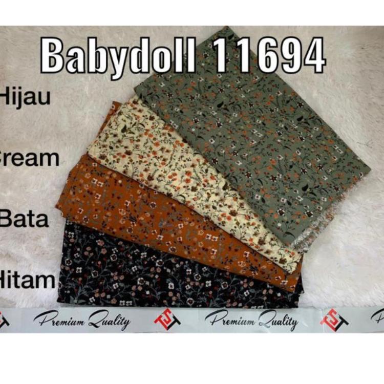 L8W4 gamis terbaru bahan seruty babydoll motif print bunga kecil serian 4A