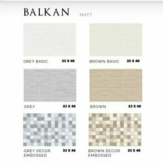 Keramik 25x40 Matt 2 Motif Balkan Brown/Grey dan Balkan Decor Embossed Grade A