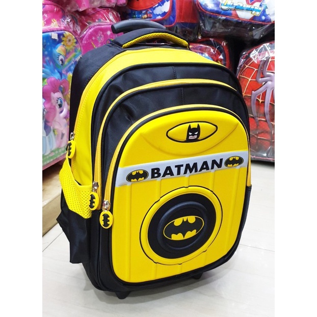 Tas Ransel TROLLEY Dorong Sekolah SD SuperHero Batman Body 3Res Import BATMAN KUNING Tas Sekolah Ana